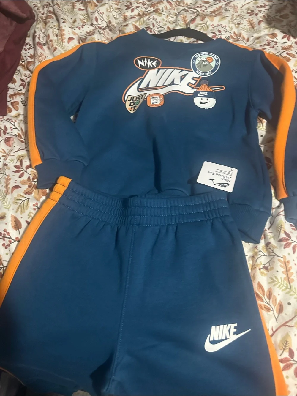 Nike Kids Navy Blue Sweatpants with Orange Stripes